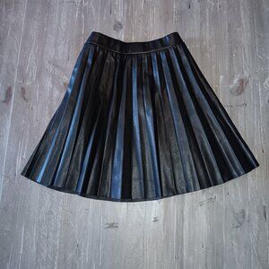 Faux Leather Pleated Skater Skirt
